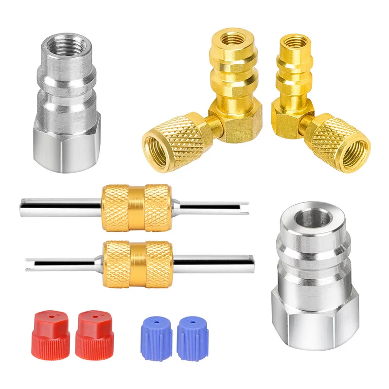 

AC R134A Adapters Kit Quick Coupler Valve Adapter R12 To R134a High/Low Pressure R12 To R134a Adapter Kit For Car Air