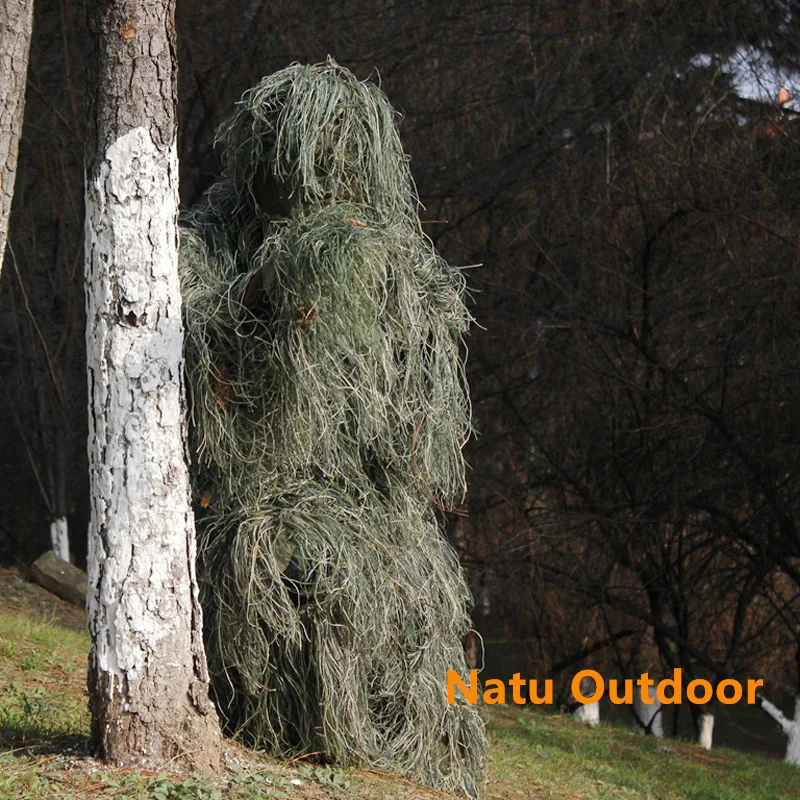 5pcs/set Camouflage Ghillie Suit Yowie Sniper Tactical Clothes Camo Suit for Hunting Paintball Ghillie Suit Men Hunting Clothes