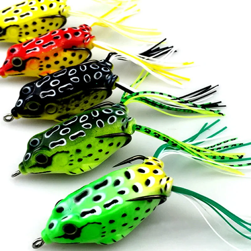 5Pcs Soft Toad Frog Fishing Lures Hollow Body Topwater Baits For Bass Snakehead Freshwater Fishing Tackle Random Colors