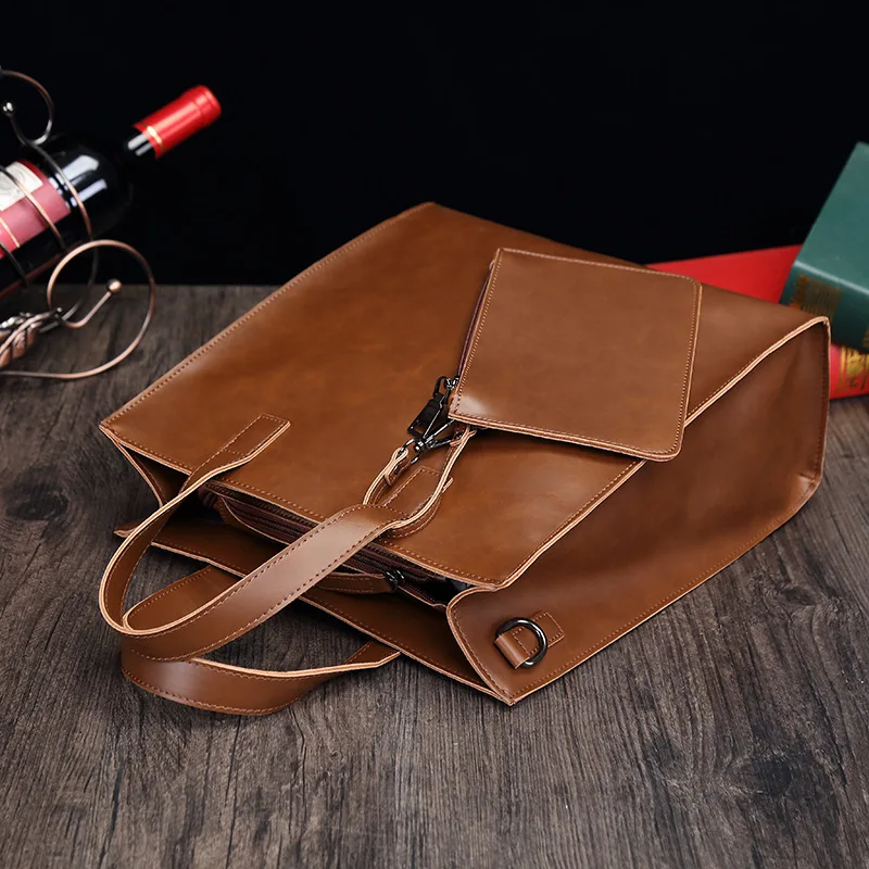 Nowa męska torba na ramię o nowym designie, wielofunkcyjna torebka, duża skórzana torba crossbody, biznesowa torba typu tote, męska torba listonoszka.