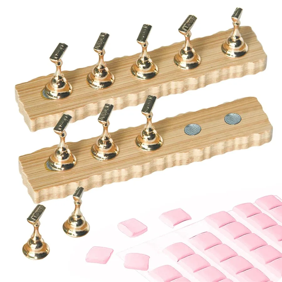 

Nail Holder for Painting Nails 2 Set Super Magnetic Nail Stand with 96 Pcs Reusable Sticky Putty for Nail Art Display in Home a