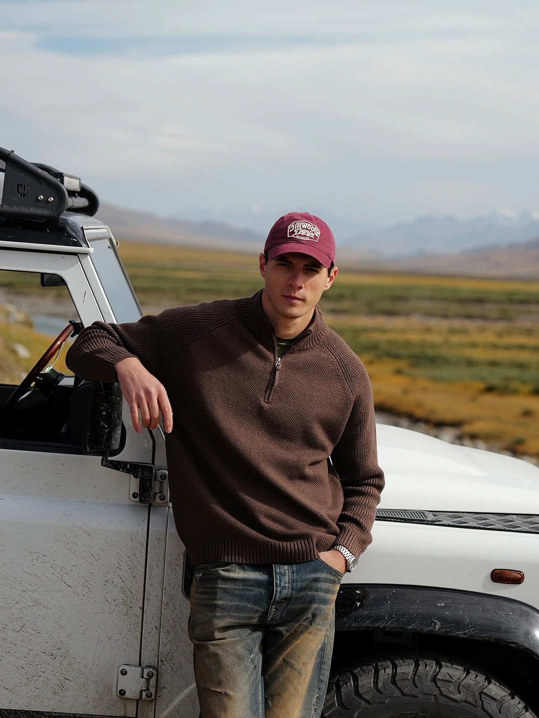 SIMWOOD 2025 Autunno Inverno Nuovo maglione oversize con mezza zip con collo a lupetto da uomo calibro 5 pullover lavorato a maglia in misto lana antistatica