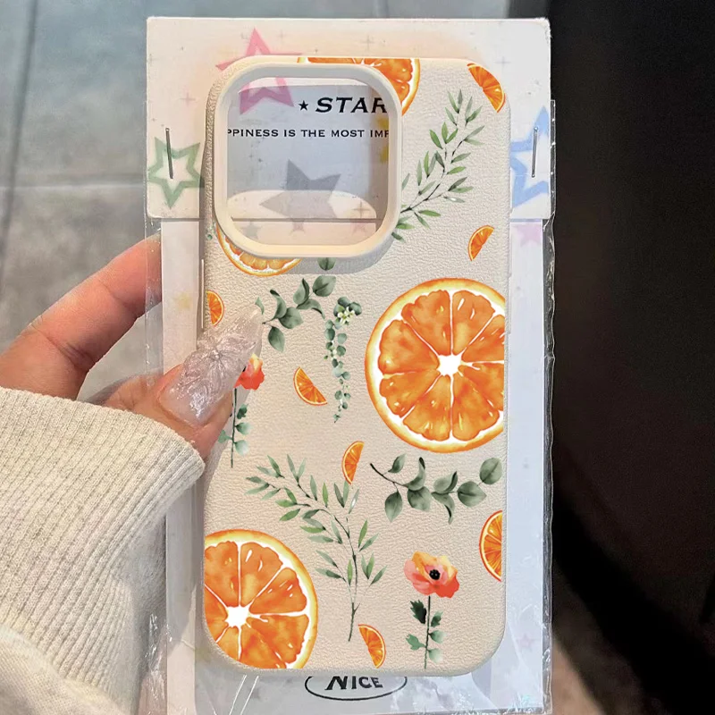 Refreshing Orange Lychee Pattern Soft Phone Case For Samsung Galaxy S25 S26 Ultra S24 S23 S22 S21 Plus Ultra 25 FE Soft Cover