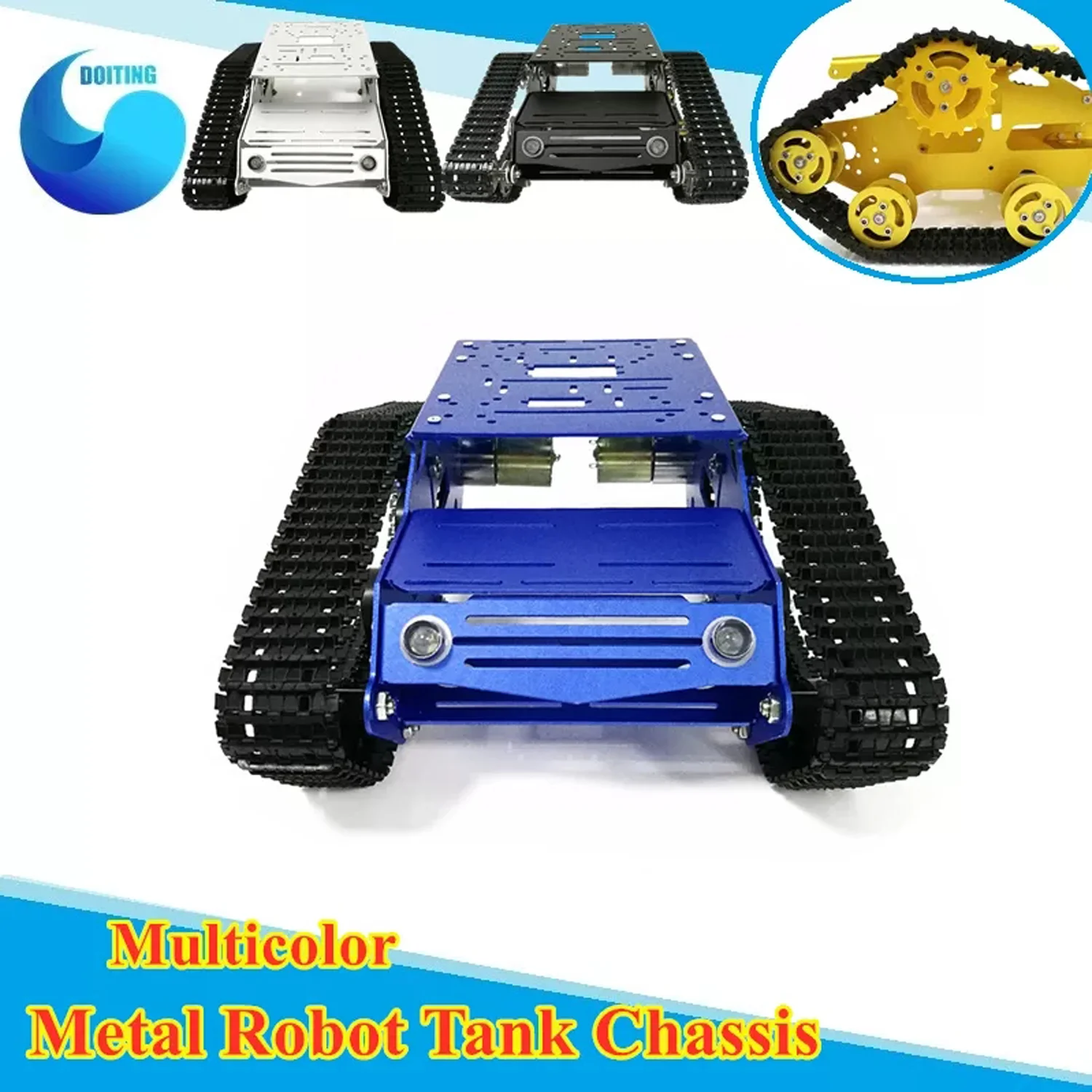 

DOIT Metal Robot Tank Chassis Tracked Tank Model Y100 with Solid Structure Aluminium Alloy Frame for DIY Robot Graduation Design