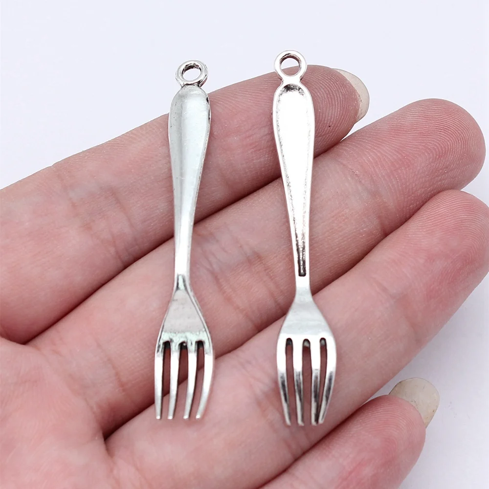 Phone Pendant Fork Charms Jewelry 55x8mm 10pcs