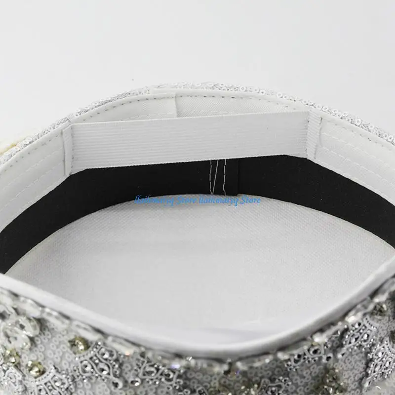 

573B Fashion Rhinestones Marine Caps Women Men Captain Hat Bachelorette Party Props Hat