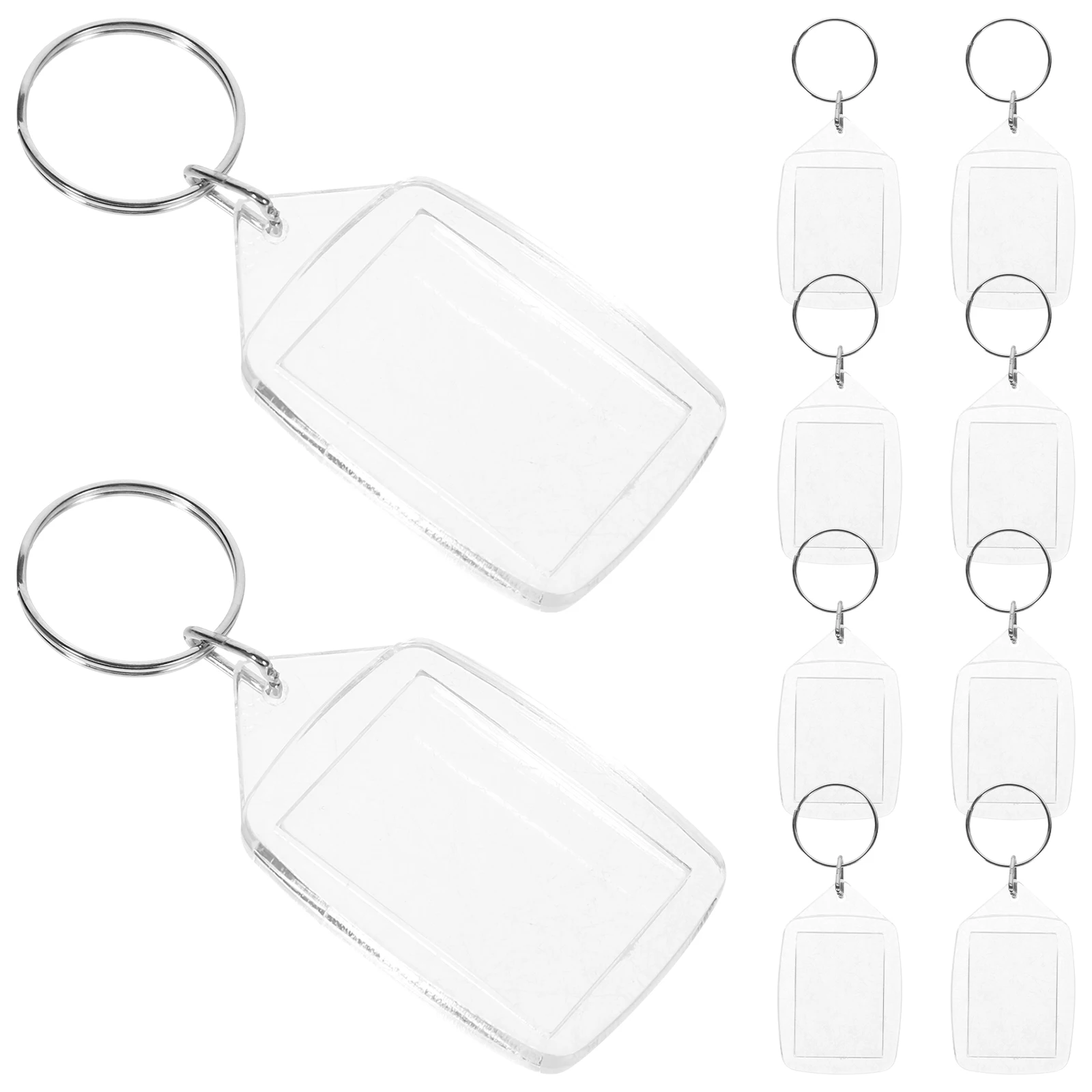 

10pcs Photo Keychains Clear Plastic Picture Keyrings Portable Blank Keychain Pendant DIY Frame Sturdy ABS Material Decorative