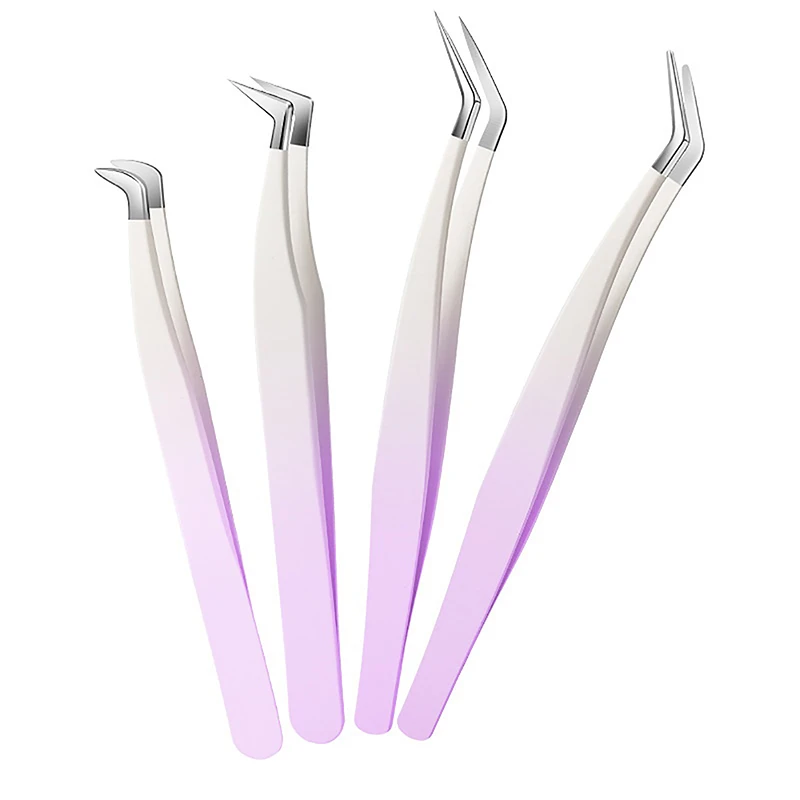 1 Pcs Eyelash Tweezers Extension Stainless Steel Superhard Tweezers With Fiber Tips High Precision Anti-Static Tweezers