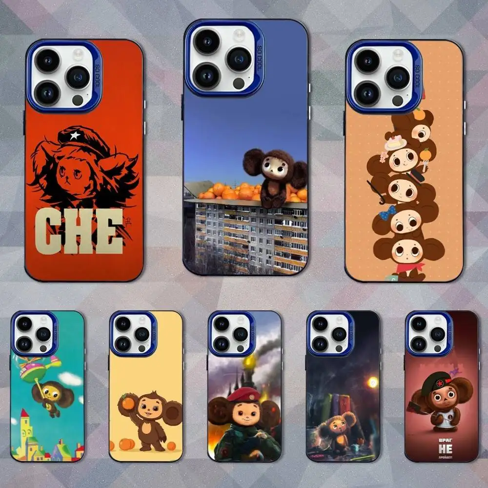 

Russia C-Cheburashka Mascot Phone Case For iPhone 16,15,14,13,12,11,Mini,Pro,SE,XS,MAX Blue Matte Silicone Cover