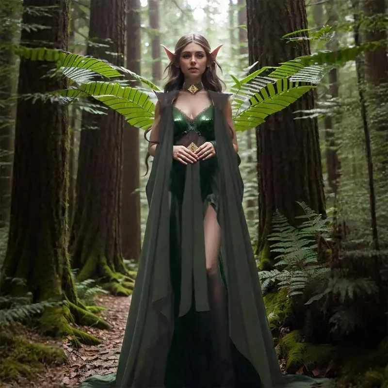 Vintage Women Medieval Fairy Elven Capelet, Short Shoulder Wrap Renaissance Fantasy Cloak for Halloween Party Cosplay Role‑Play