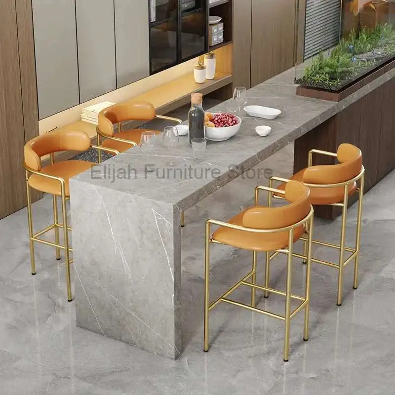 

Luxury Bar Chairs Wrought Iron High Stools Fashionable Coffee Shops Casual Backrests Furniture Taburete Alto