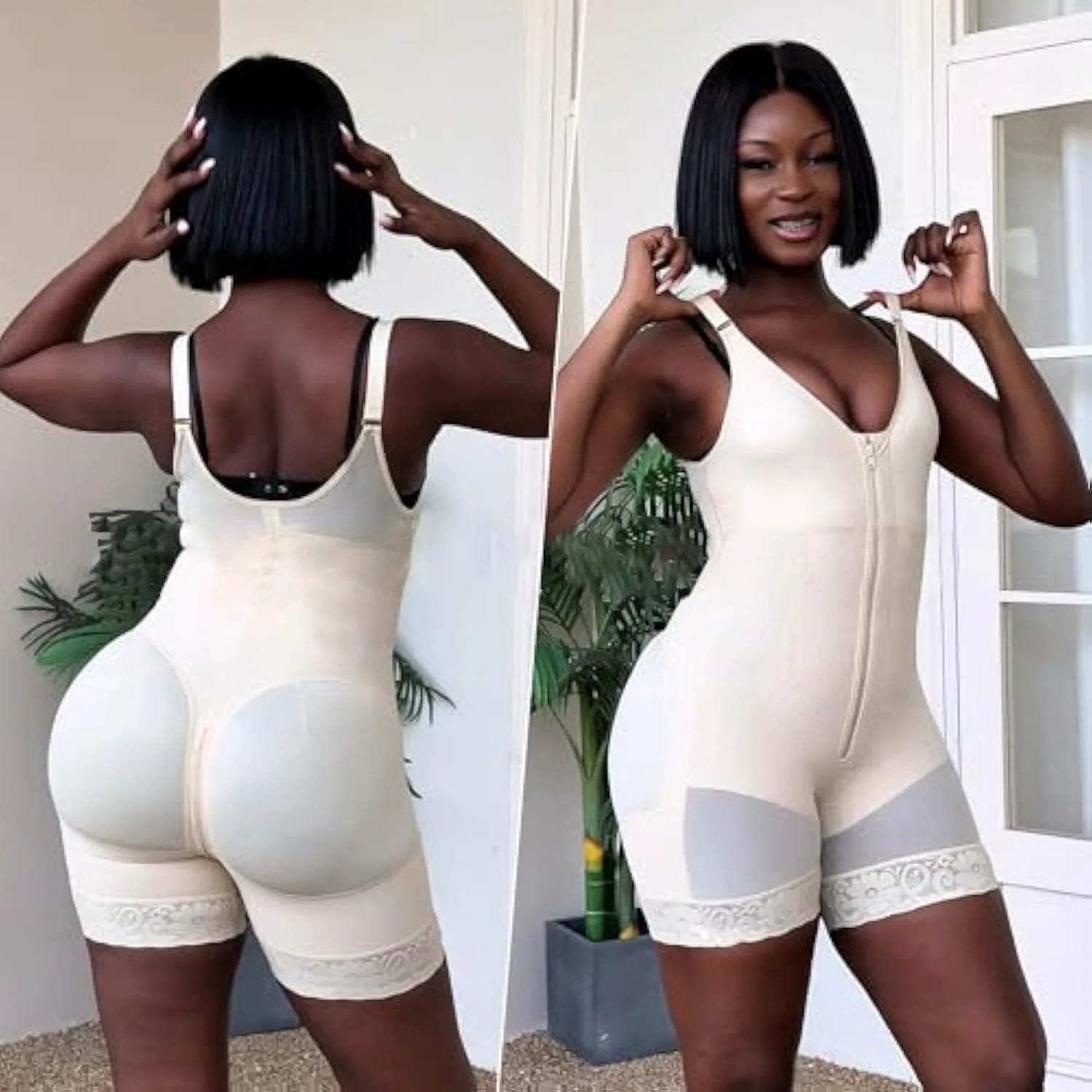 Zipper Style Postpartum Body Shaper Underwear Seamless Butt Lifter Bodysuit Belly Contracting Butt Lifting Slimming Shapewear - view 2