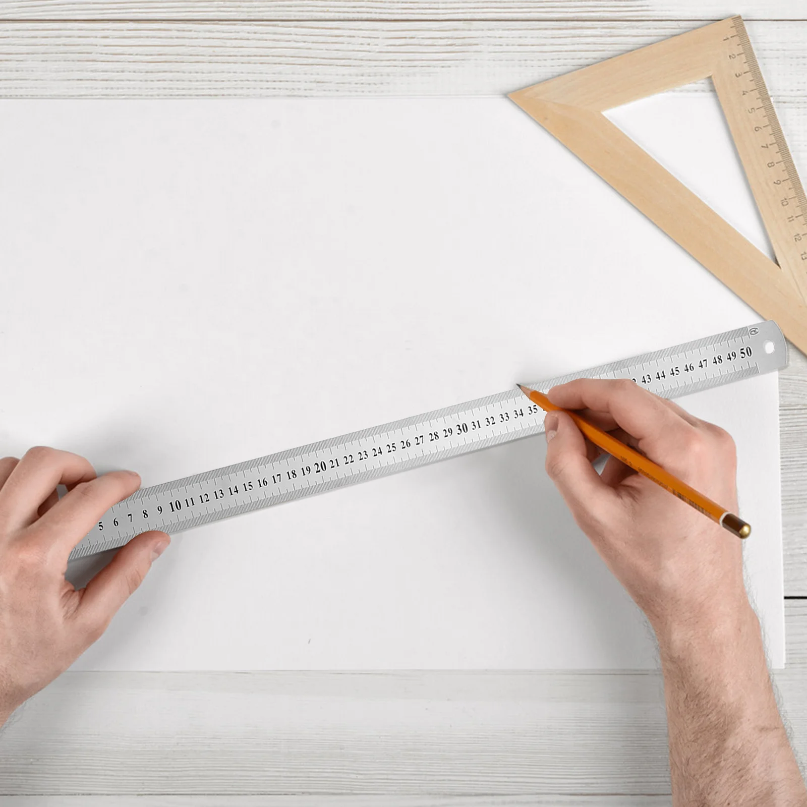 5Pcs 양면 스테인레스 스틸 눈금자 두꺼운 강판 미터법 제곱미터 스케일 엔지니어를위한 정밀 측정 도구