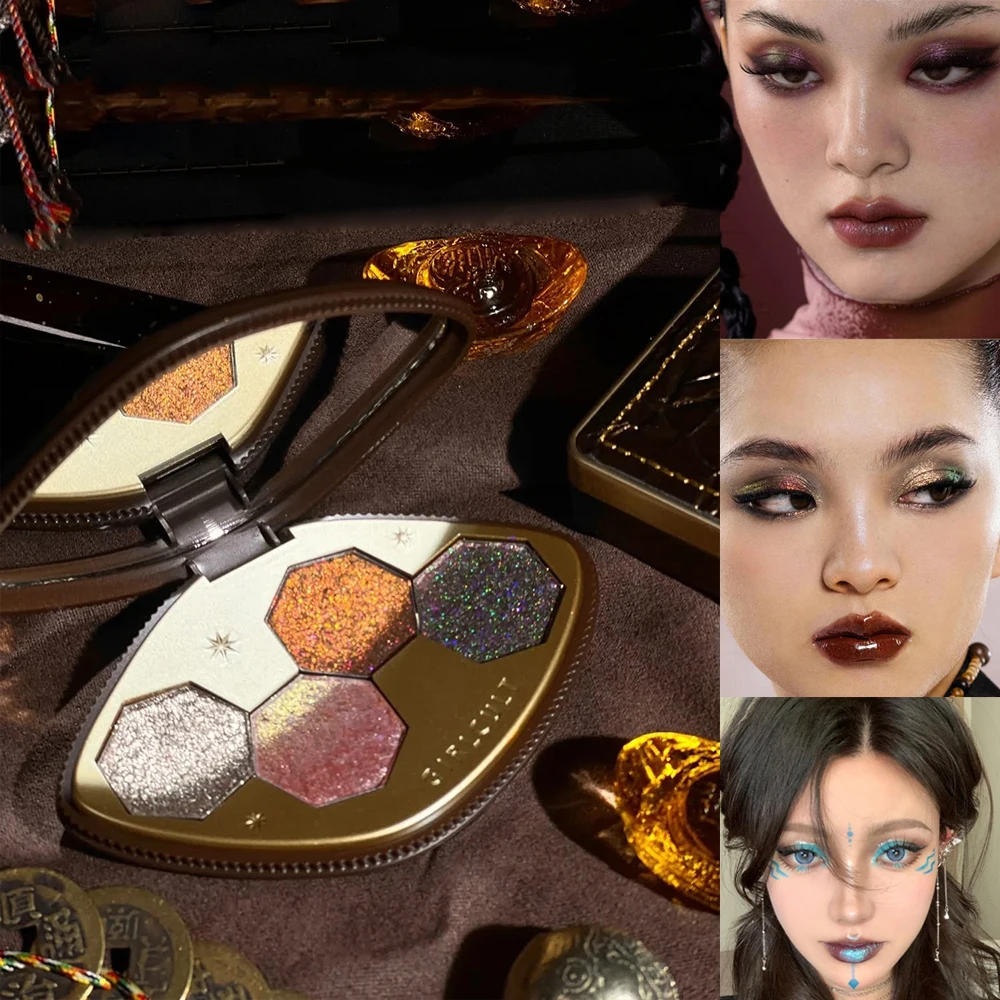 

Girlcult 4 Color Eyeshadow Palette Matte Shimmer Duochrome Highly Pigmented Long Lasting Natural Earth Tones Portable Makeup