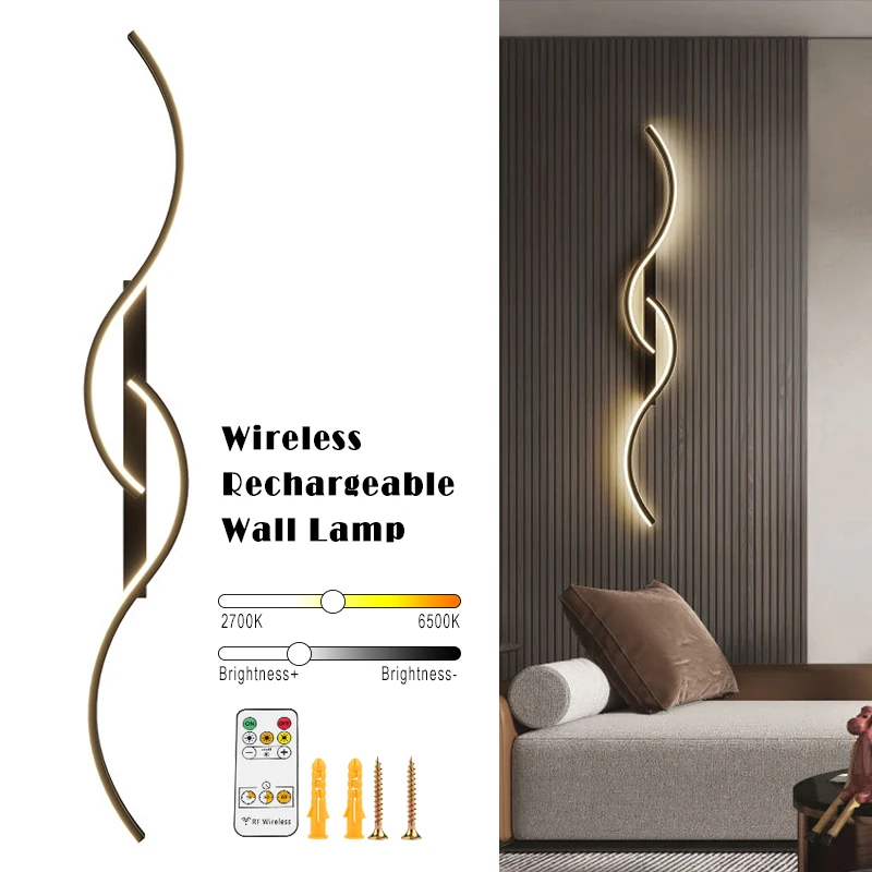 

LED Rechargeable Wall Light New Remote Control Wiring Free 60/80cm For Living Room Bedroom Corridor Hotel Interior Decor Lights
