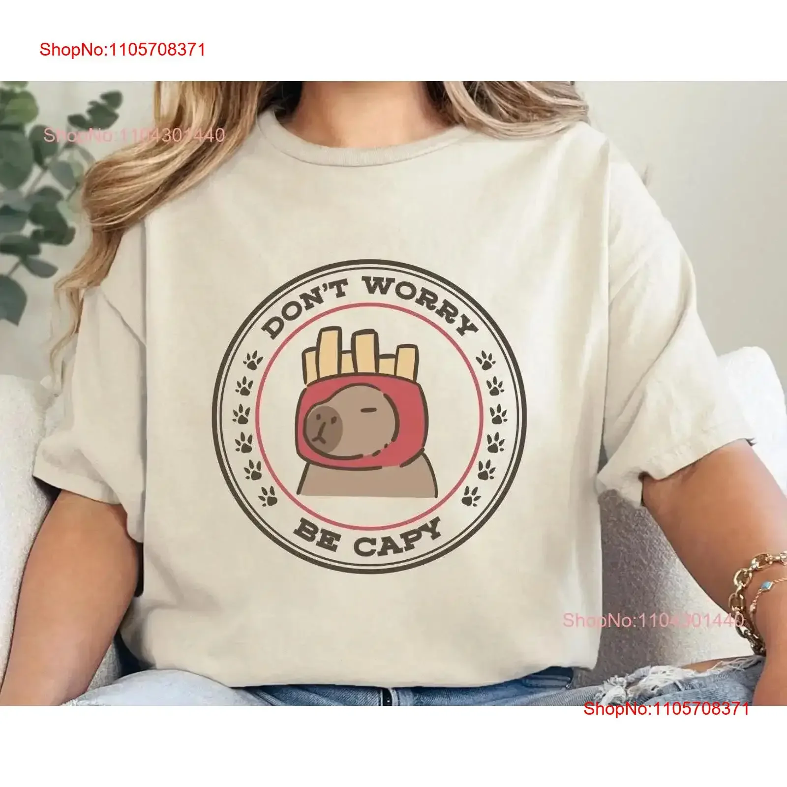 Cute Capybara Fries T Shirt For Lover Vintage Retro Rodent Animal vintage Washed Unisex graphic streetwear Stretched fashion