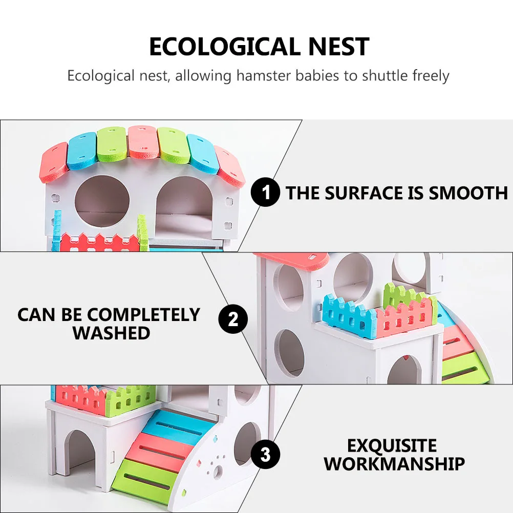منزل الهامستر الخشبي لتقوم بها بنفسك عش الحيوانات الأليفة الصغيرة اليدوية المأوى مخبأ للهامستر الفئران الجربوع منزل الهامستر كوخ الفئران الحيوانات الأليفة #2