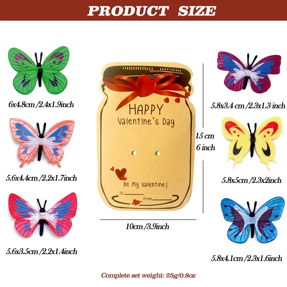 12PCS Exchange Card Gift Butterfly Dinosaur Insect Model Toy Decoration Card Valentine Children Classroom Party Exchange Gift