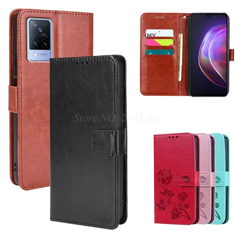 

Plain Wallet Case For Vivo V21s 5G Wallet Flip Cover Protective Book Stand Cover Carcasas Para Vivo V21 V2066 Mujer Phone Kılıf