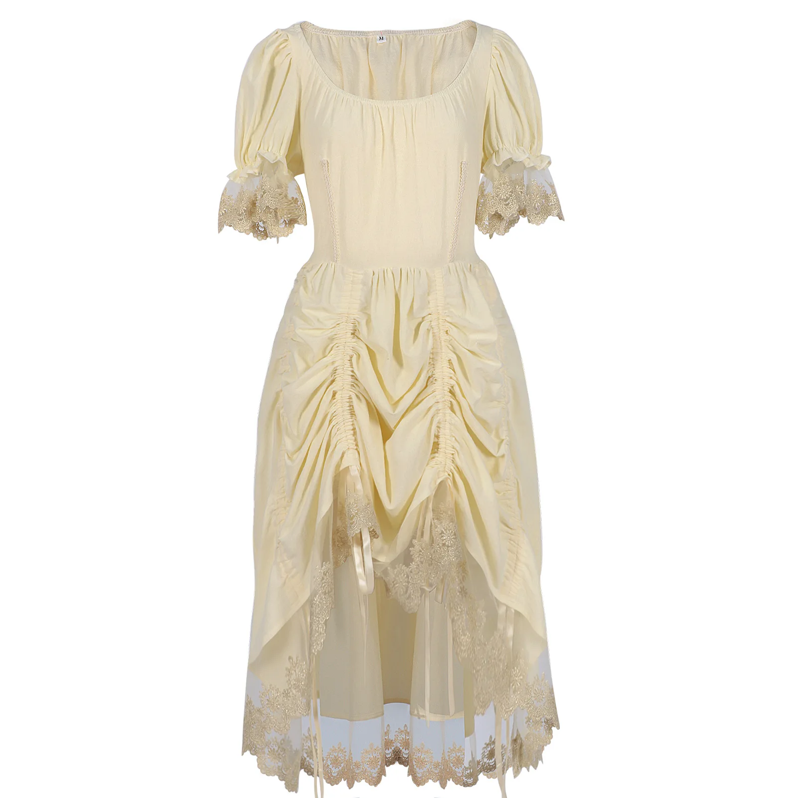 Medieval Renaissance Costume Short Sleeve Square Collar Ball Gown Princess Dress for Halloween Party Performance Clothing