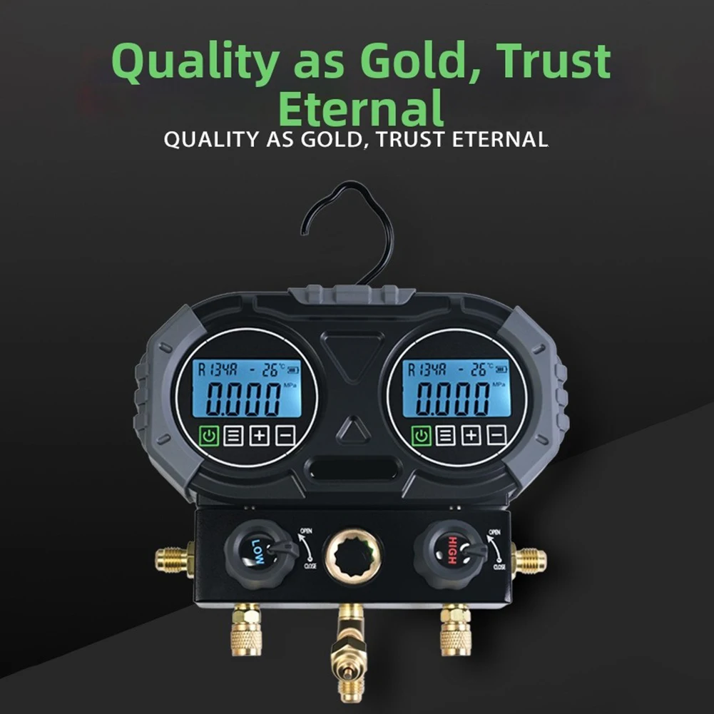 HVAC Digital Manifold Gauge 0-6000 KPa Electronic Refrigeration Pressure Tester For R134A R22 R410A R32 R404A