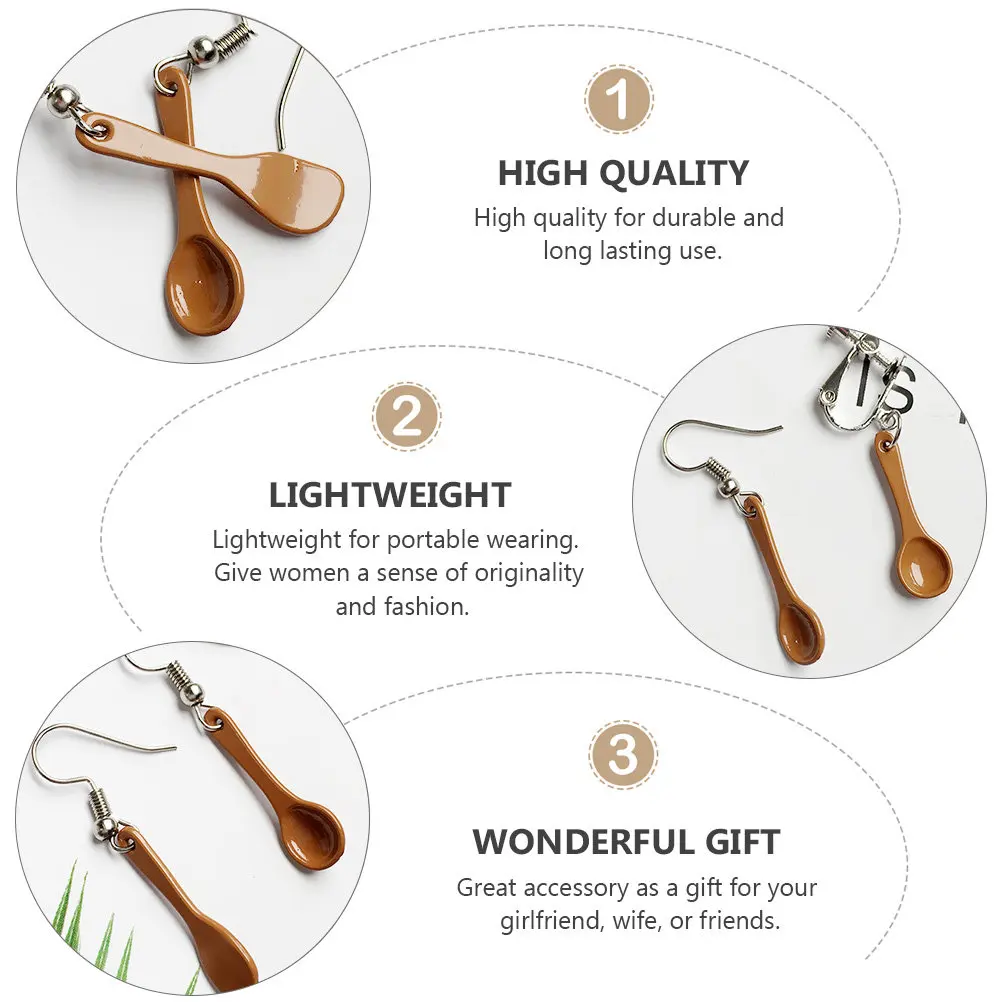 Spoon Shape Earrings for Women – Handmade Creative Ear Jewelry, Durable Lightweight Gift for Friends & Coffee Lovers
