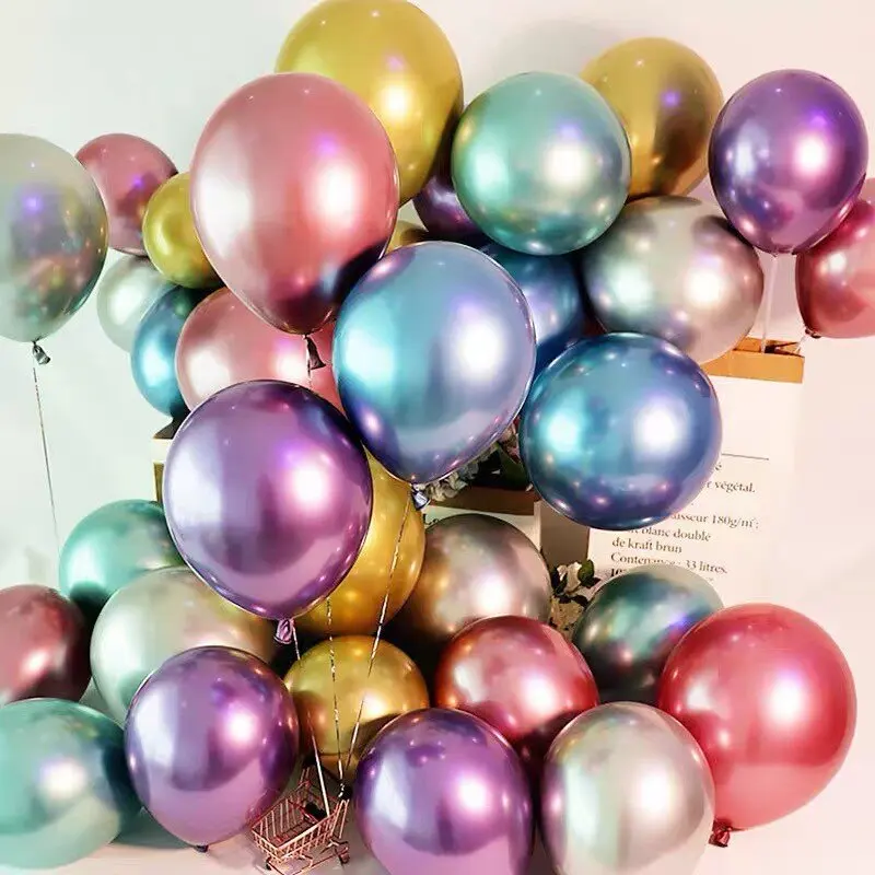 10/20/50 قطعة 10 بوصة بالونات اللاتكس المعدنية ل حفل زفاف وعيد ميلاد ديكور ، بالونات معدنية لتوريد عطلة مهرجان الحدث #5