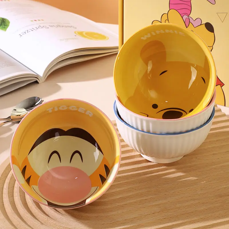 

Disney Winnie The Pooh Same Style Tableware Rice Bowl Kawaii Cartoon Children's Rice Bowl New Style Meal Bowl for Home Use Gift