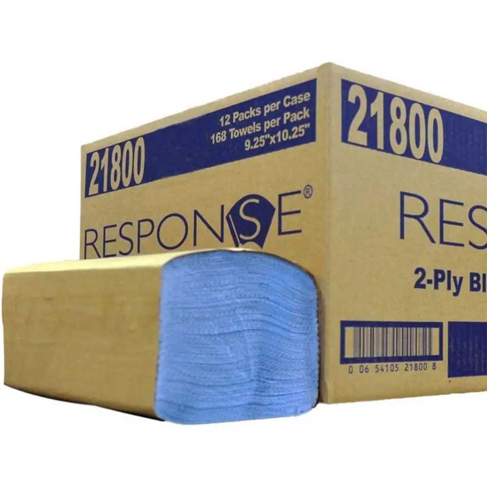 

Blue 2-Ply Wiper Towel, 9.25x10.25 Inches, 168 Pieces per Pack, 12 Packs per Case