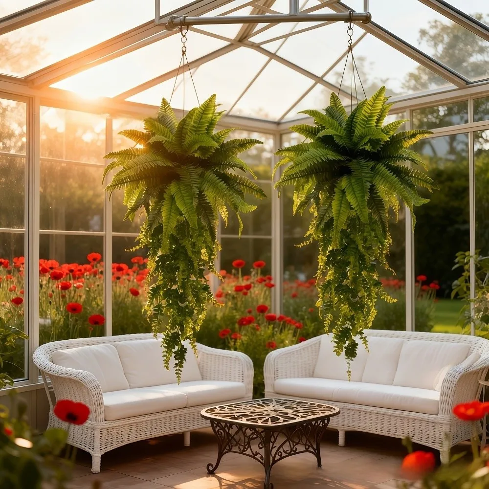 Plastic Artificial Plant Vine Green Color Rattan Leaves Fake Rattan Ivy Branches Silk Leaf Artificial Ferns Vine Outdoor Garden
