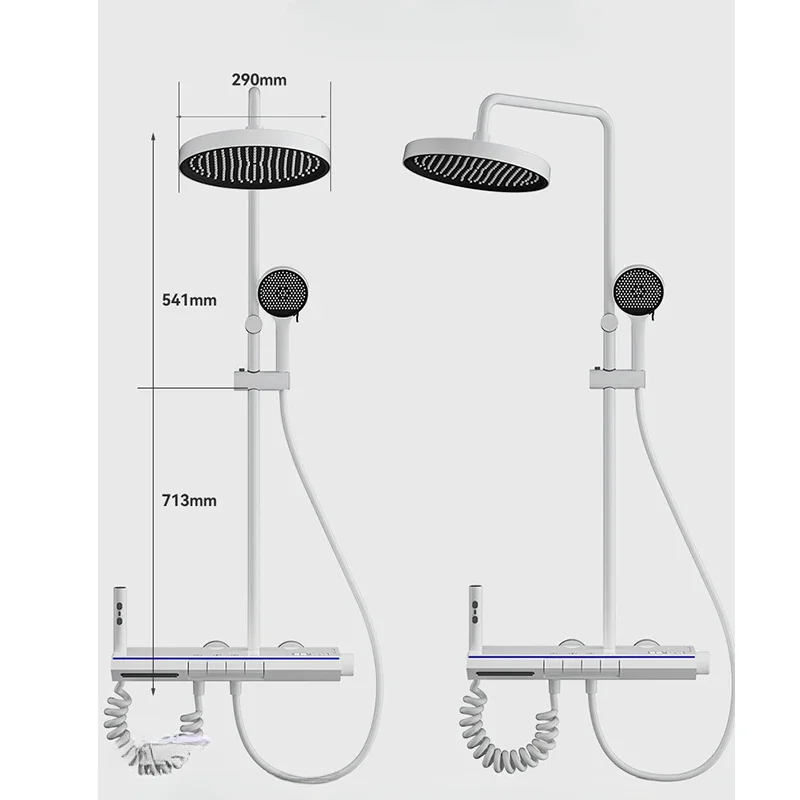 Luxury Smart Temperature Digital Display Shower Faucet System Wall Mounted 4 Function Piano Key Hot Cold Shower Set for Bathroom