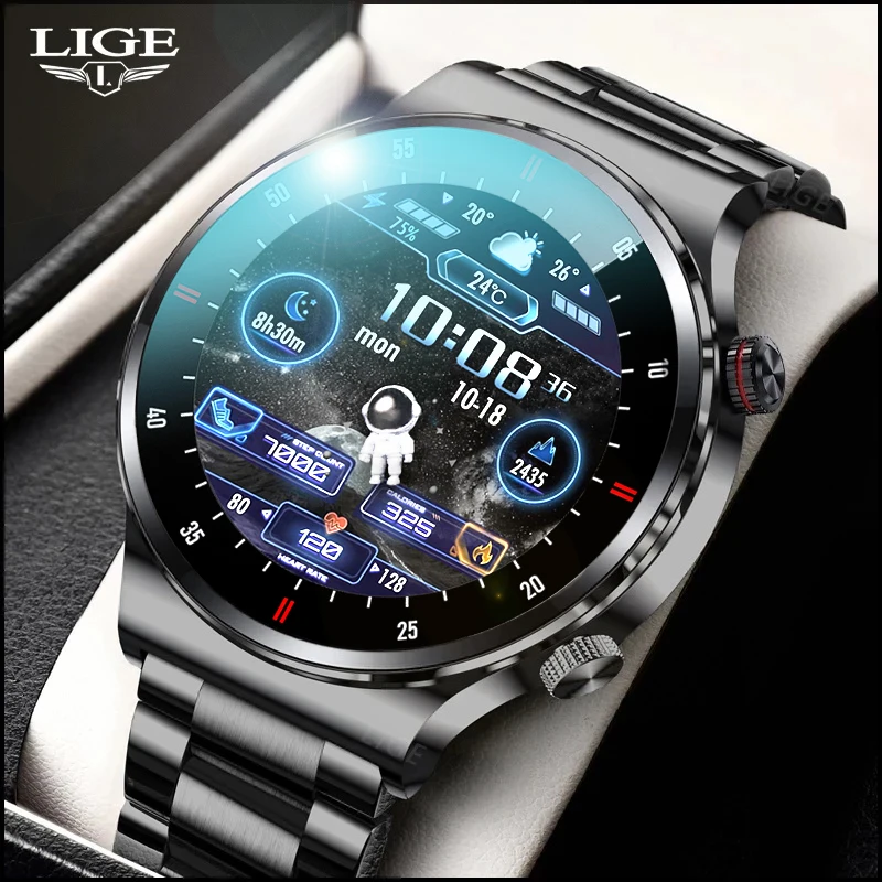 LIGE ECG+PPG Bluetooth Call Smart Watch 2023 Men AMOLED Full Touch Sports NFC Watches Men Smartwatch Waterproof For Android Ios