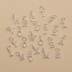CARLIDANA Trendy Letter Pendant Necklace Bracelet Stainless Steel Alphabet 26 Initial Charms Silver Color DIY Zircon Jewelry