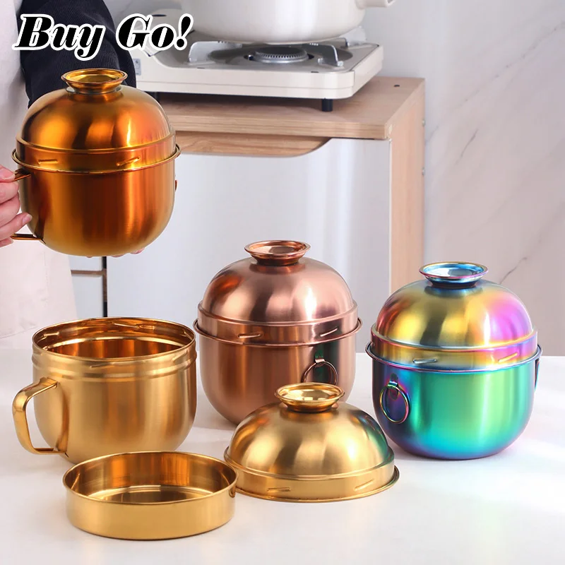 Protable Stainless Steel Lunch Box Household Thickened Soup Cup With Lid Food Container Tableware Student Instant Noodle Bowl