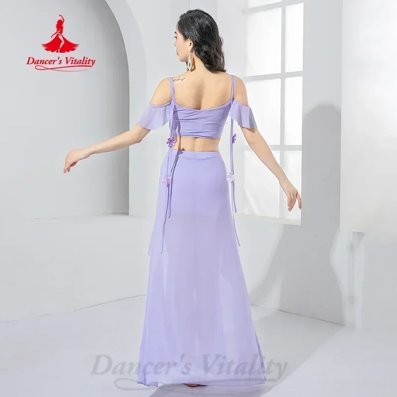 Personalizzazione del Set di danza del ventre Top di fiori squisiti + gonna lunga divisa Sexy 2 pezzi costumi da spettacolo professionali di danza orientale