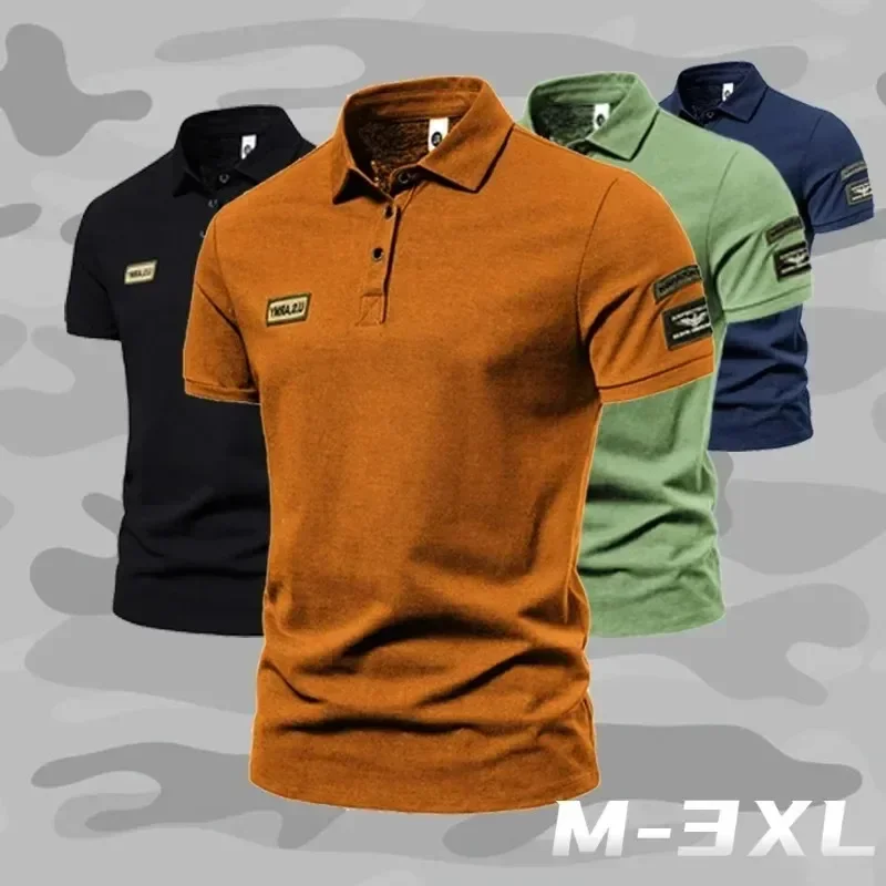 2023 New Summer High Quality T-shirts Men\'s Solid color Lapel Slim High Street Outdoor Sports Short Sleeve  Men\'s POLO Shirt