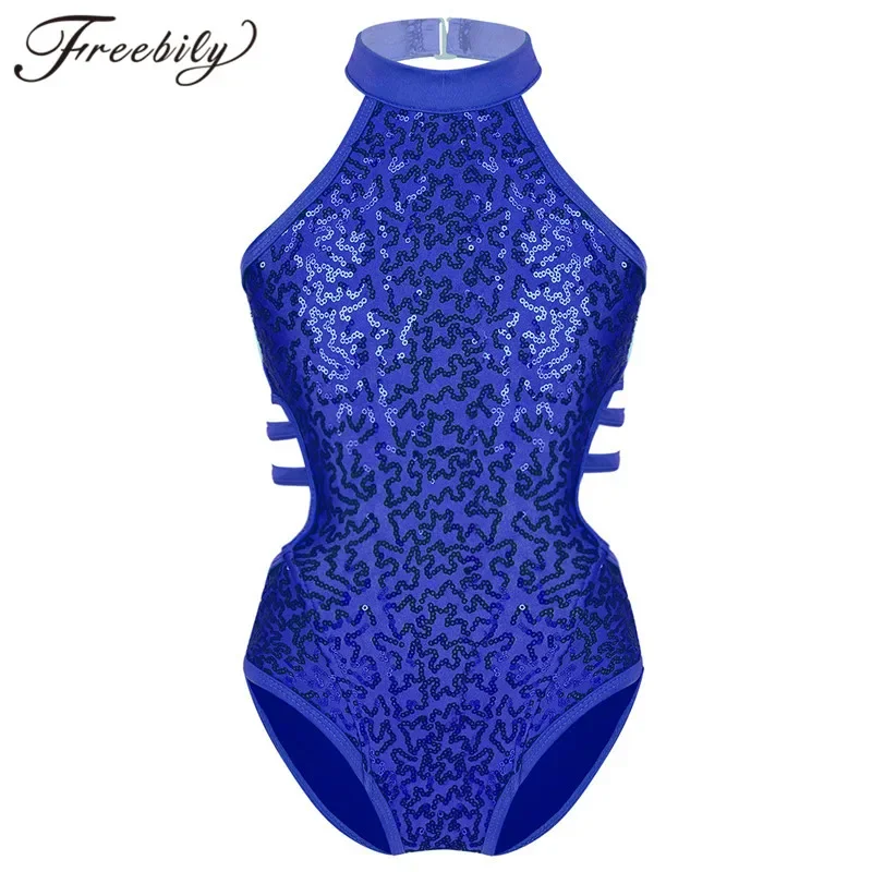 Kids Girls Gymnastics Leotards Sequins Dancewear Ballet Jumpsuit