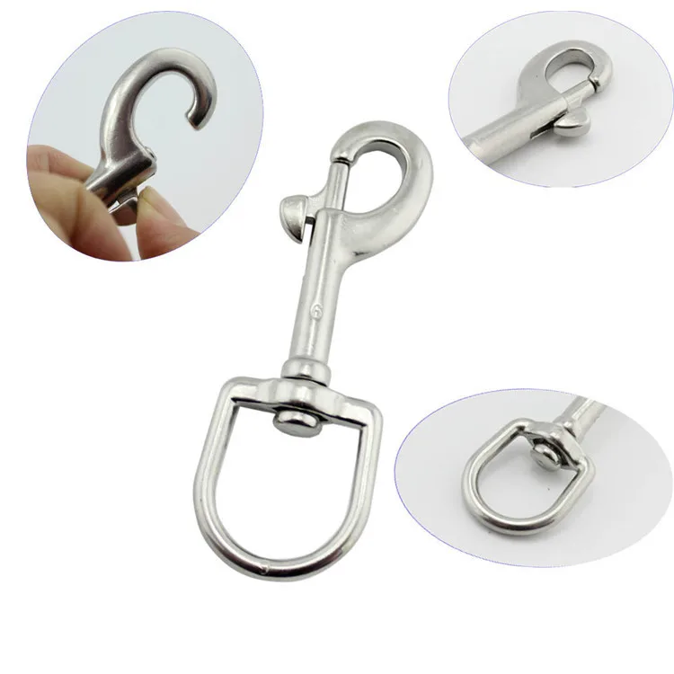 1 Pc 65mm 72mm 91mm 100mm Dog Buckle Spring Hook Marine Grade 316 Stainless Steel Oval Single End Swivel Eye Bolt Snap Hook