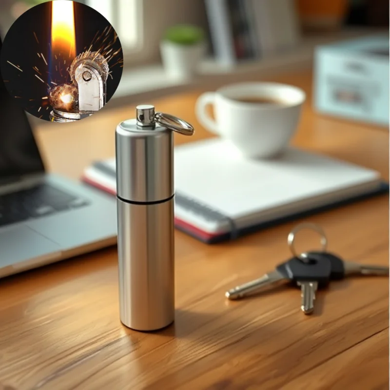 

Small Mini Keychain Lighter Portable Waterproof Cigarette Lighter Outdoor Survival Tool Grinding Wheel Open Flame Lighter