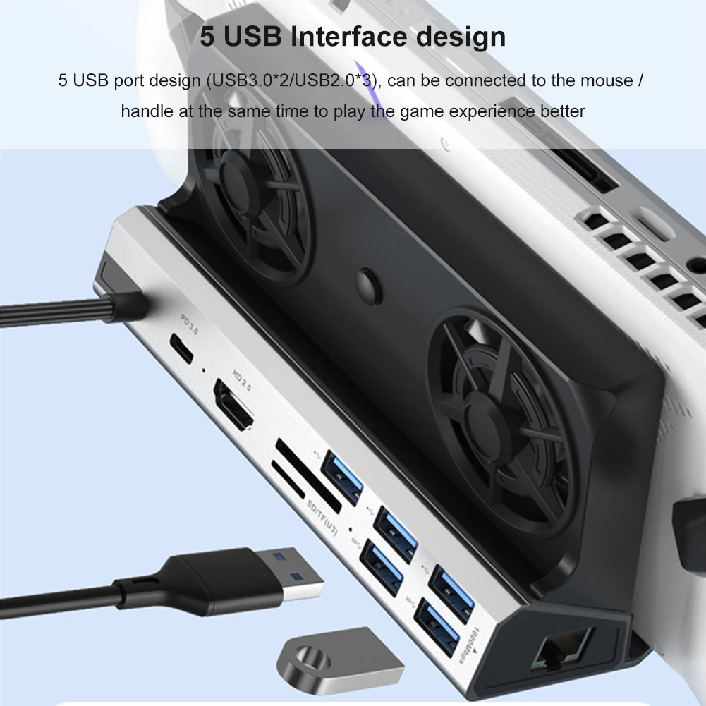 Док-станция, совместимая с Steam Deck 9/10/11-в-1 HD2.0 4K при 60 Гц Gigabit Ethernet USB 3.0 Зарядка USB-C для Asus ROG Ally