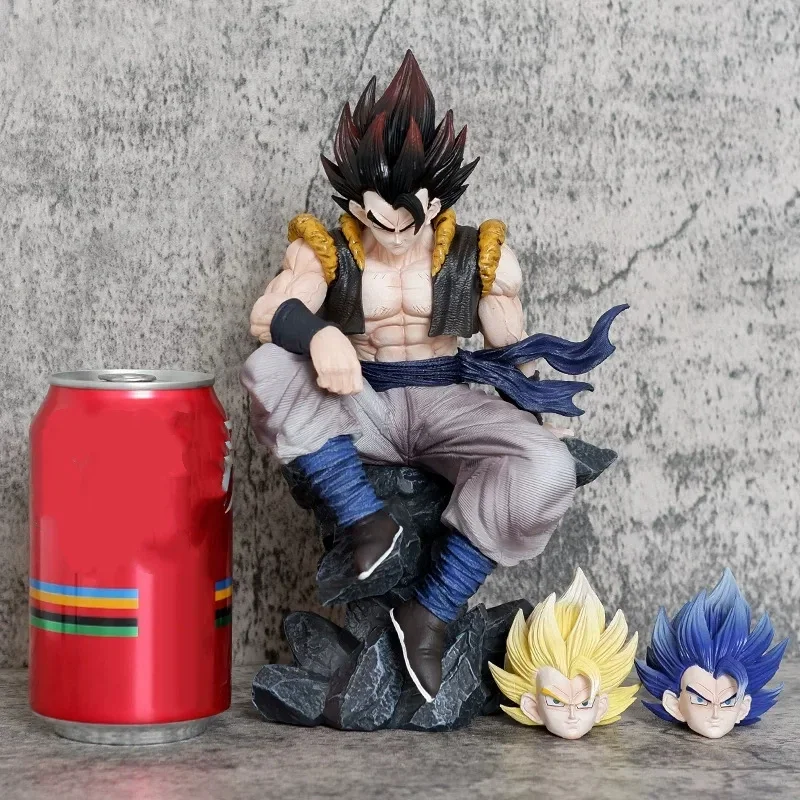 Dragon Ball Super Saiyan Wujita Beijit Three Headed Carving Mighty Sitting Position Handmade Model Car Ornament