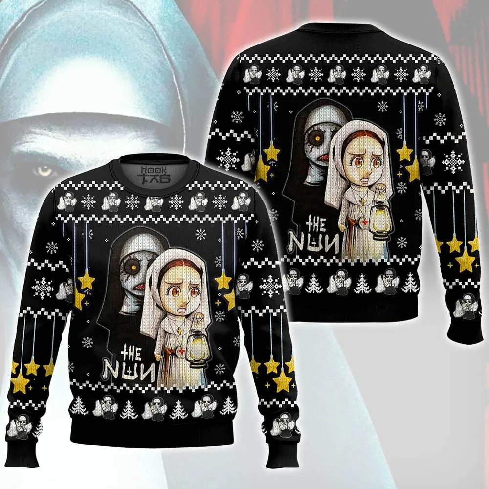 

The Nun Ugly Christmas Sweater Funny Holiday Party Pullover Warm Cozy Plus Size Novelty Sweater for Men Women Xmas Gift 2026