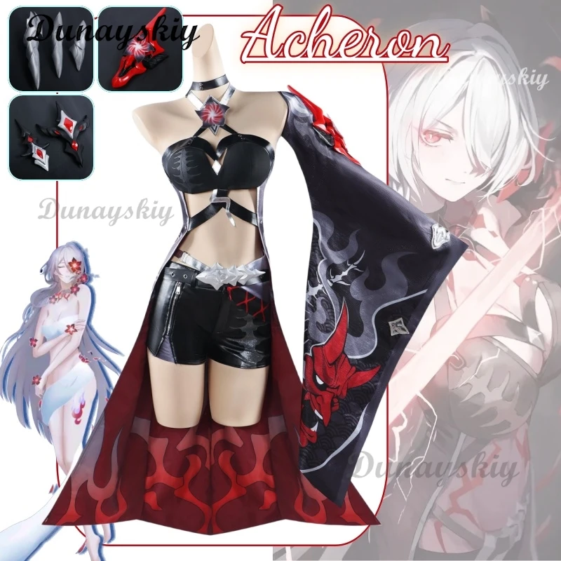 

Acheron Anime Game Honkai: Star Rail Cosplay Costume Clothes Uniform Cosplay Penacony Performance Dress Halloween Party Woman