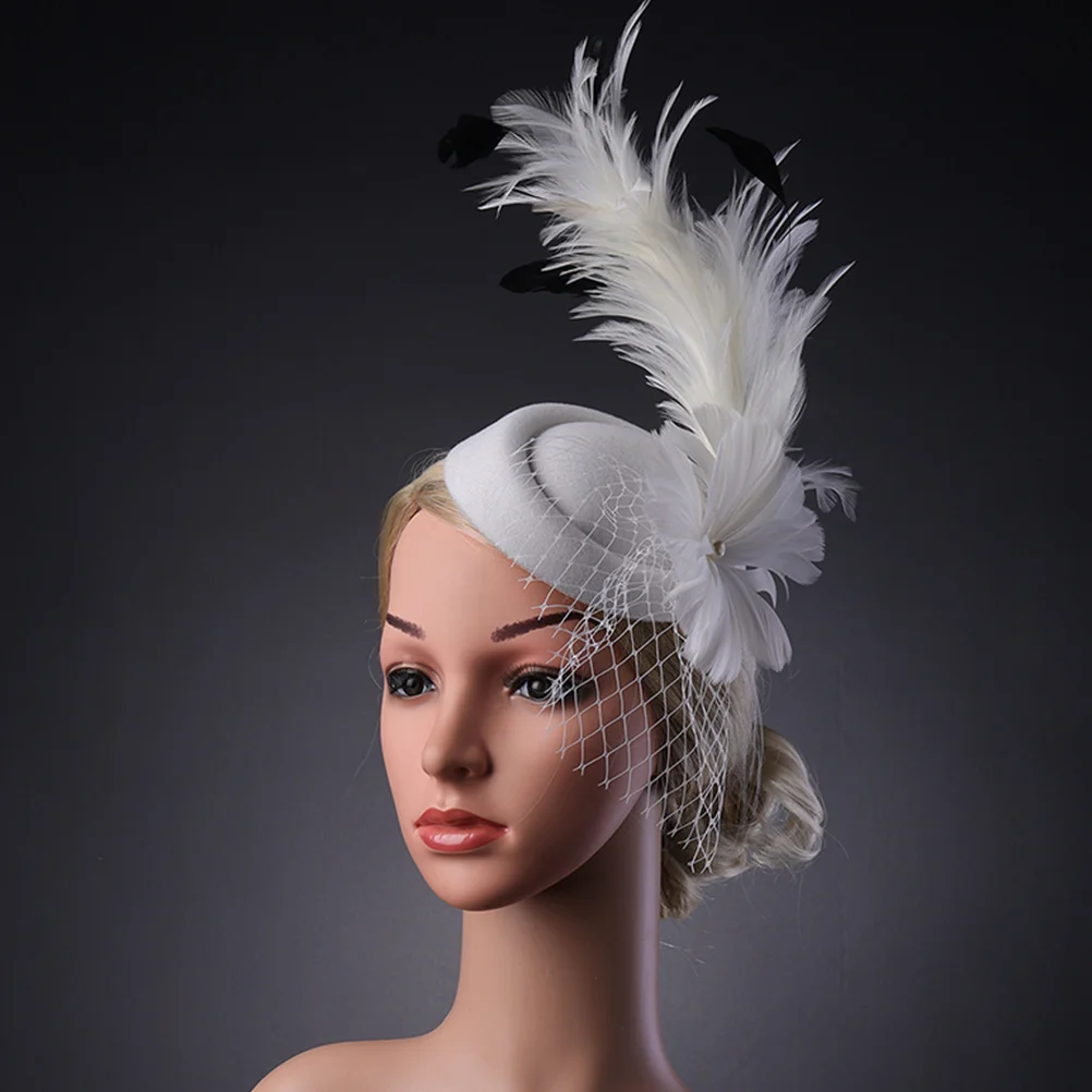 

Fascinator Mini Hat White Bride Proms Party Cocktail Elegant Mesh Design Hair Clip Headpiece Holiday Gifts Stage
