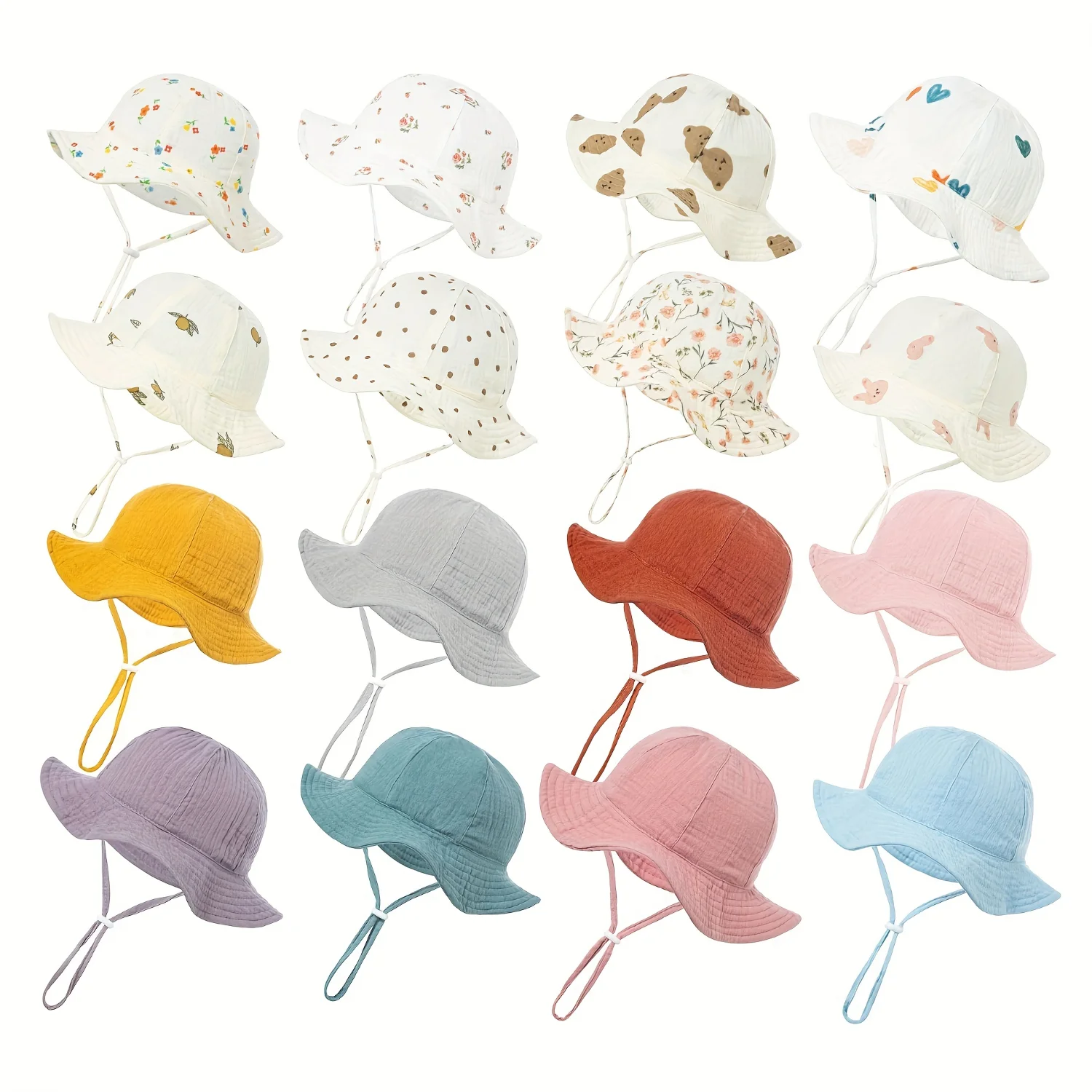 Unisex Cotton Baby Bucket Hat - UV Protection, Breathable, Adorable Animal Print - Outdoor Sun  for Beach & Fishing, 3-12 Months