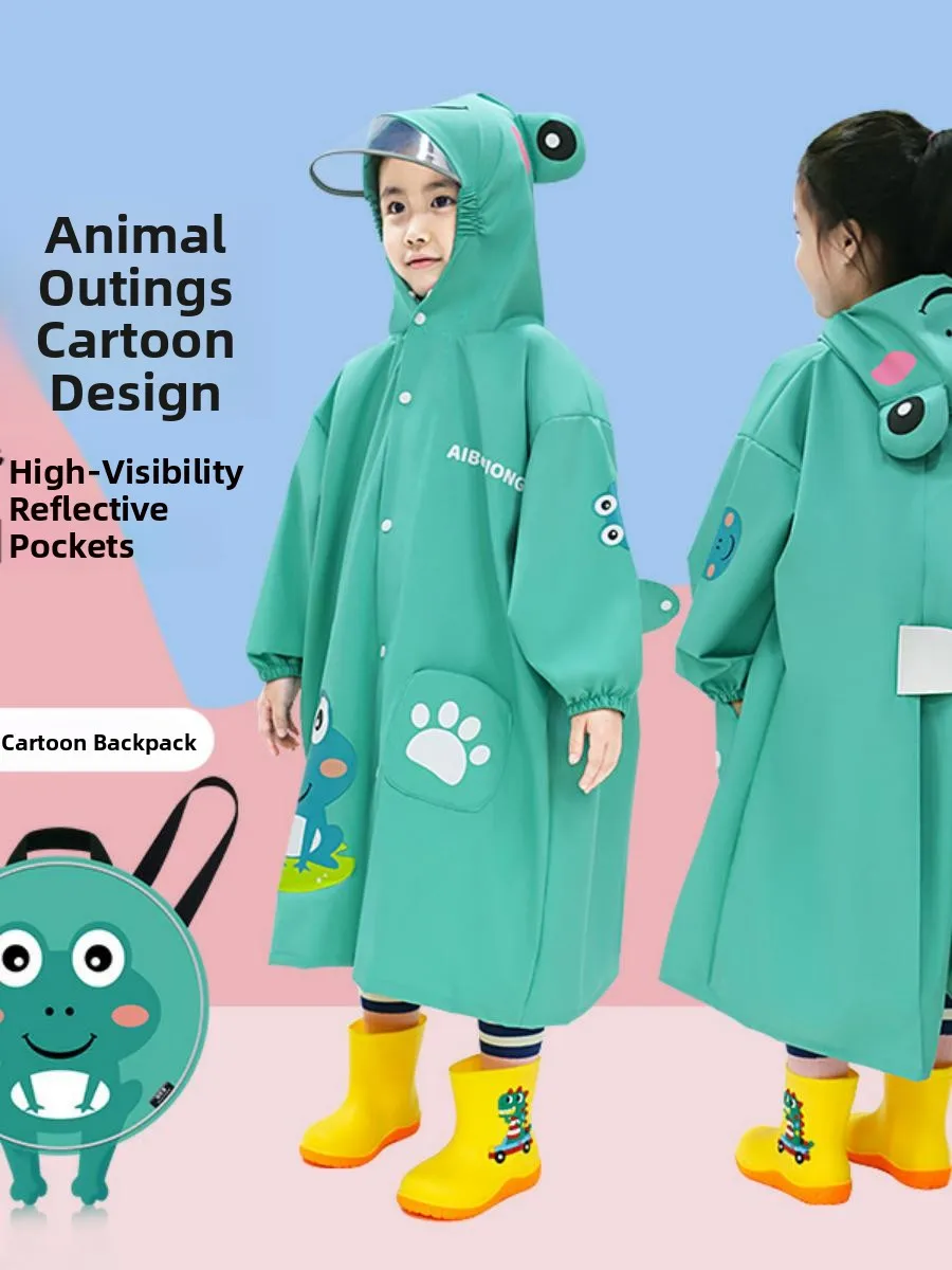 

Dinosaur Children's Raincoat 2023 New Style Primary School Kids Baby Backpack Raincoat Kindergarten Girls Waterproof Jacket
