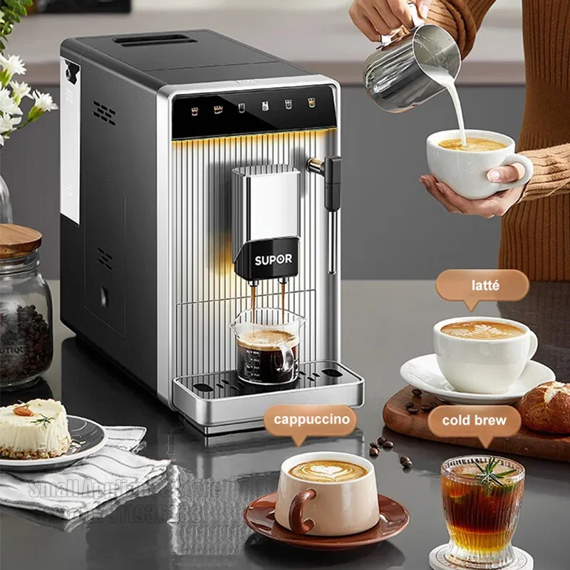 SUPOR Smart Coffee Machine Fully Automatic Coffee Shop Home Coffee Machine Touch Menu With Milk Foam Cappuccino Latte Cold Brew