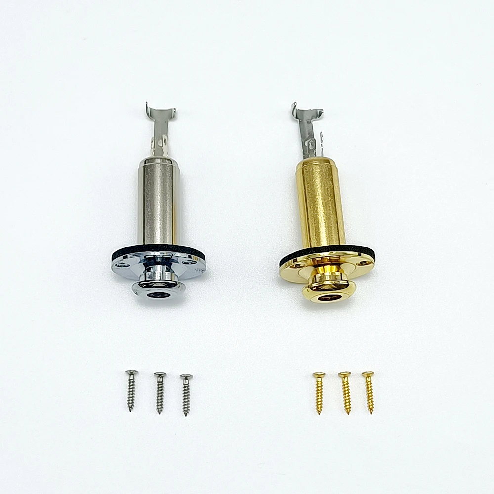 Acoustic Electric Guitar Mono End Pin Jack Endpin Jack Socket Plug 6.35mm 1/4 Inch Copper Material with Screws Guitar Parts