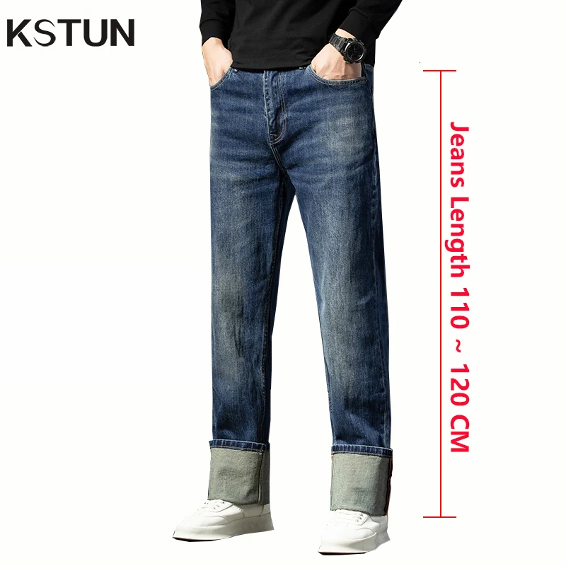 Tall Men Extra Long Pants Jeans Blue Straight 110~120 cm Length Men's Trousers Business Casual Streetwear Extended Men Jeans