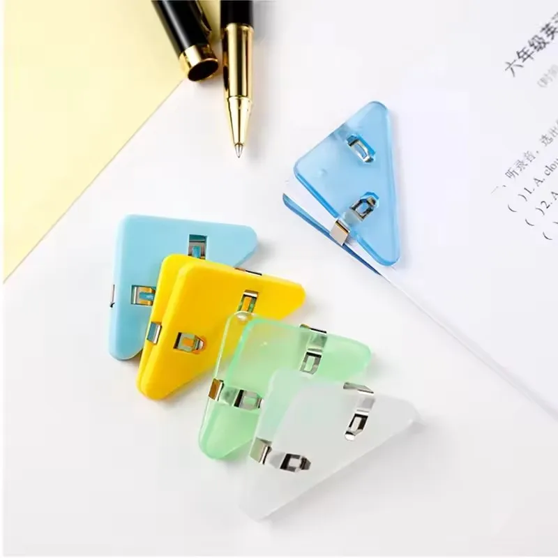 Color Triangle Clip Bill Clip Book Paper Corner Clip For Desk Storage Shelf Stationery Office Desktop Organizer Clip
